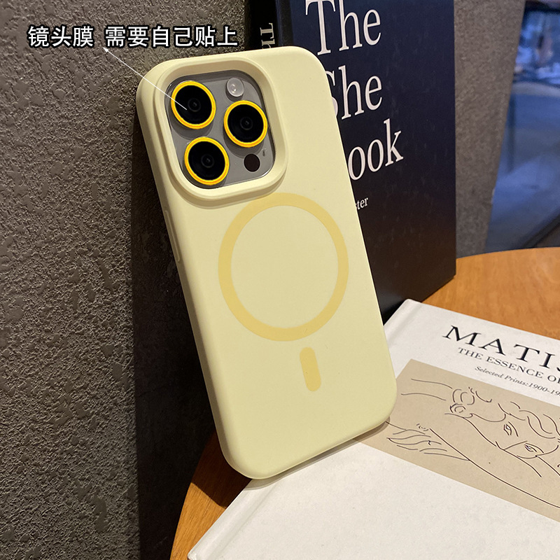 iphone16promax 携帯電話ケース液体レンズ保護 Apple 15Pro 強力な磁気携帯電話ケース ins スタイルソリッドカラー 14PM 落下防止保護ケースハイエンド 13Pro カップルケースに適しています|undefined