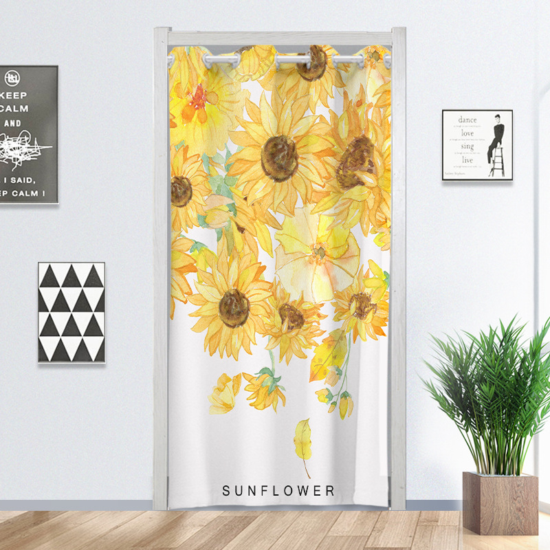 Punch-free Door Curtain Telescopic Rod Partition Curtain Shielding Fabric Bedroom Household Cloth Curtain Toilet Fitting Room Kitchen