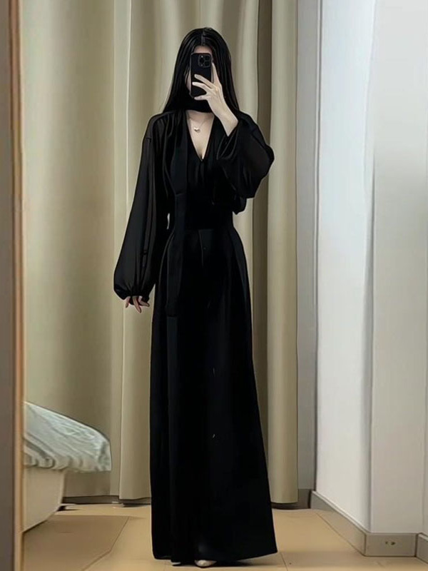 2025春季搭配一整套装女法式感黑色上衣高腰阔腿裤职业两件套|undefined