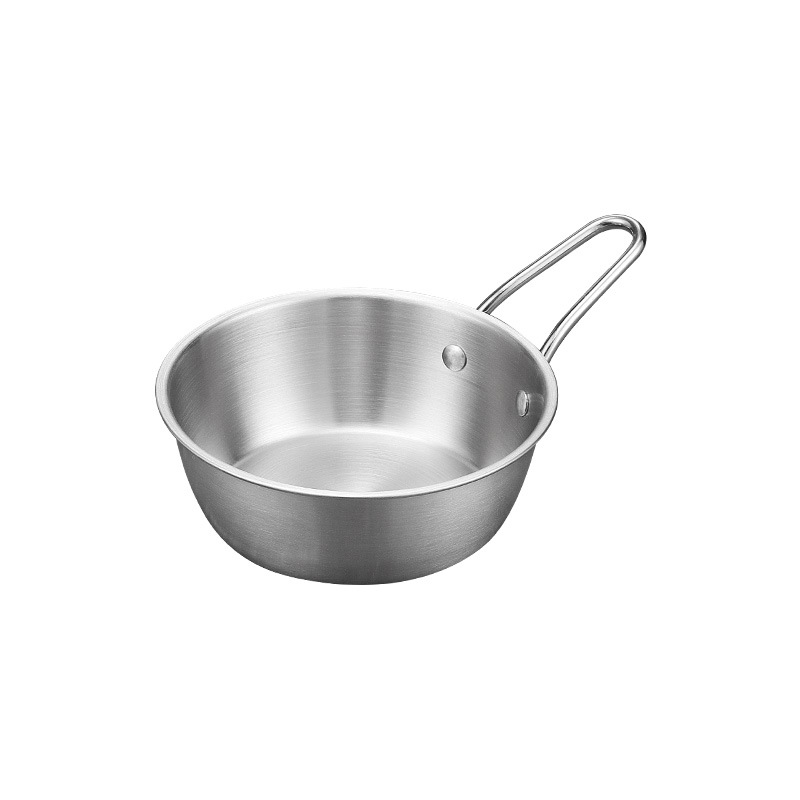 Recipiente de acero inoxidable 304 coreano con mango tazón de vino de arroz tazón de cocina de mano restaurante