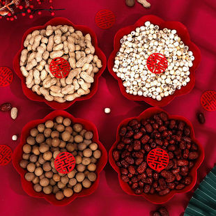 Wedding Fruit Plate Household Dried Fruit Plate Wedding Chinese Plate Red Plastic Candy Melon Sseeds Chinese Wedding Ceremony Plate