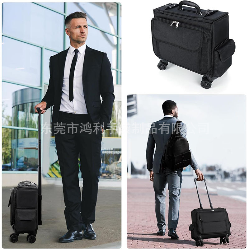 Cross-Border 15.6inch Waterproof Rollable Laptop Briefcase with Detachable Rotating Wheels, Compact