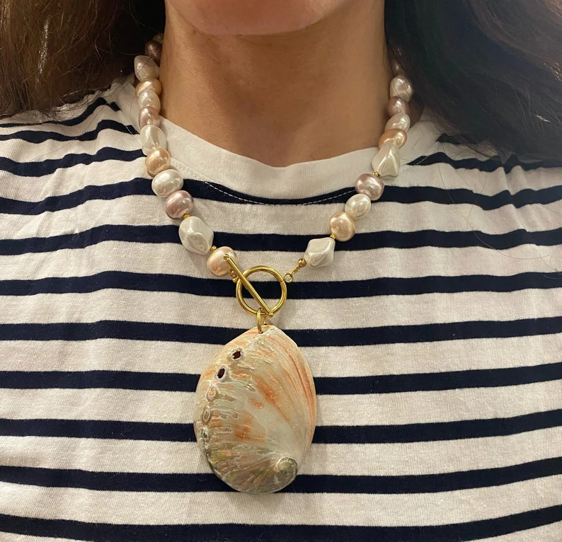 Toggle, Beaded Design IG Style Casual Shell Shell Titanium Steel Wholesale Pendant Necklace