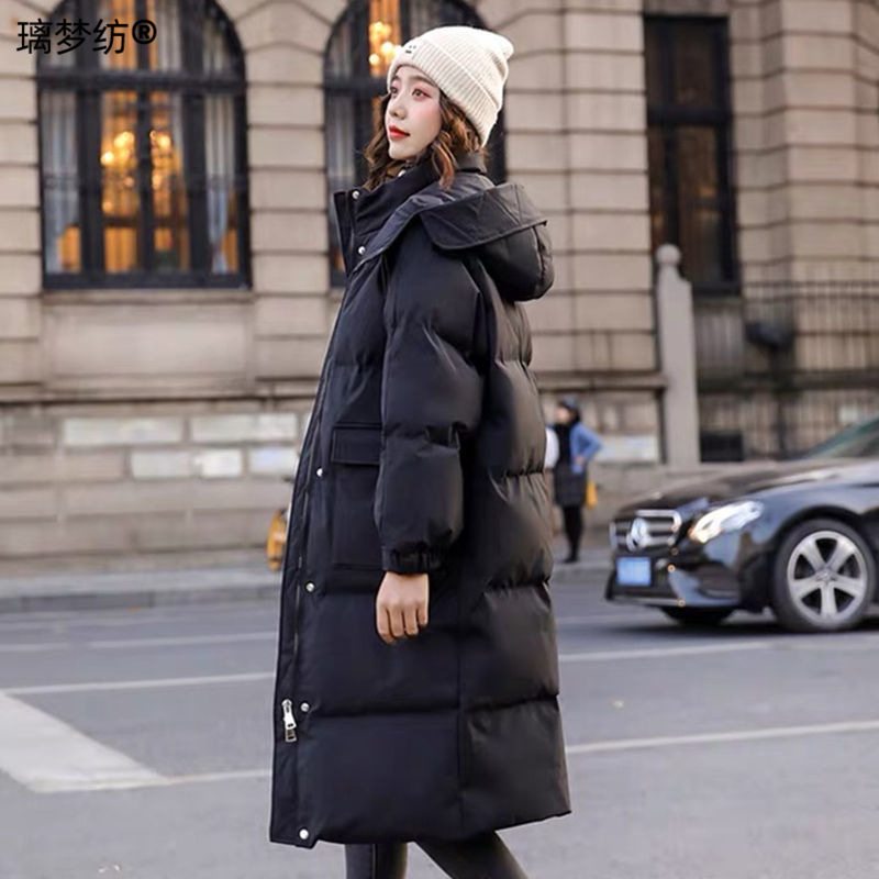 Down-filled cotton jacket for women, winter Korean-style loose and thick medium-length coat, knee-length cotton coat, new 2024 cotton puffer jacket