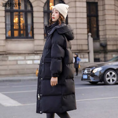 Down-filled cotton jacket for women, winter Korean-style loose and thick medium-length coat, knee-length cotton coat, new 2024 cotton puffer jacket