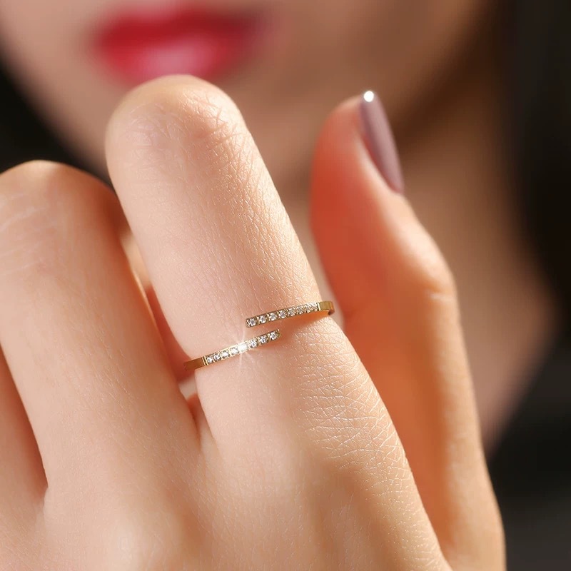 1g Weight Zircon Inlay Material 925 Sterling Silver Zircon Geometric Open Rings 925 Sterling Silver Rings