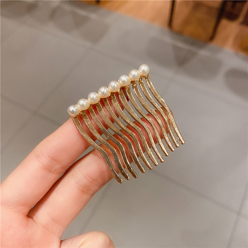 Seamless upside-down comb hair accessories Korean non-slip sweet pearl hair comb rhinestone simple bangs clip hairpin antique style hair accessories