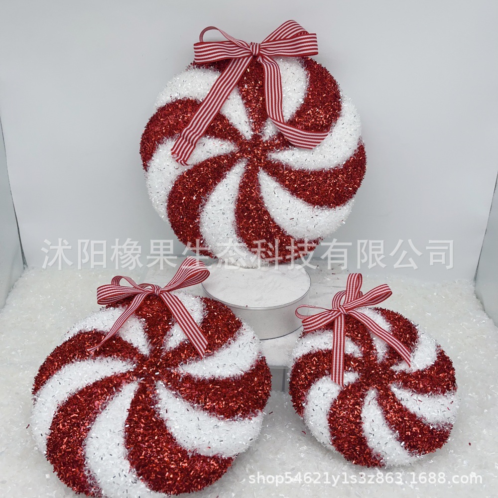 Caramelos de Navidad, caramelos redondos rojos y blancos, artículos de decoración festiva