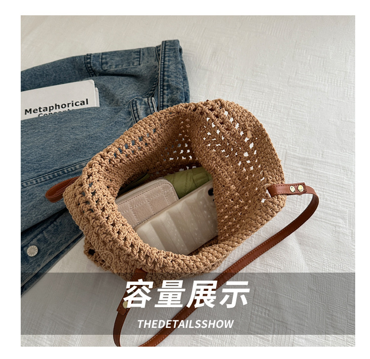 Artistic and retro hand-woven bags, casual cotton thread single-shoulder bags, tote bags, woolen bags, shopping bags for women undefined
