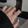 Silver washing, retro fashionable ring hip-hop style, silver 925 sample, punk style, on index finger