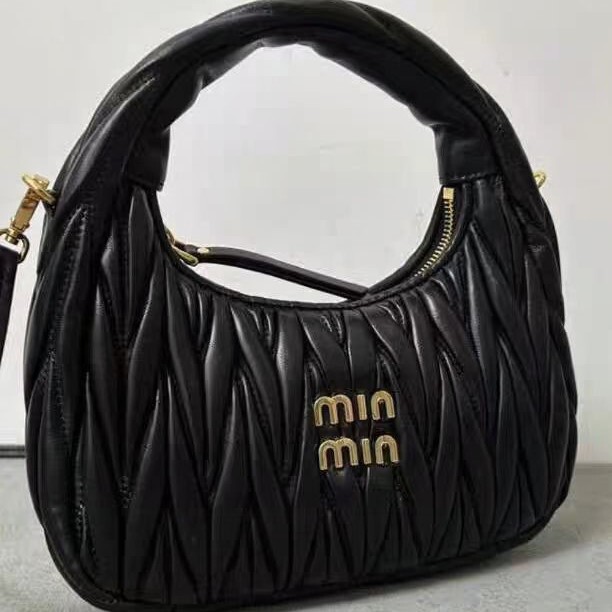 Miu New DIY Fashion Accessible Luxury Hobo Pleated Cloud Bag Versatile Crossbody Satchel Armpit Shoulder Handbag