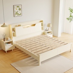 白色實木床工廠直銷現代簡約1.5米北歐輕奢主臥1.8米雙人儲物婚床