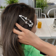 韓国式のヘアピンの愛の真珠のキラキラのドリルのヘアピンの側の辺の夏のネットの赤いクリップの辺は前髪を挟んで飾ります。
