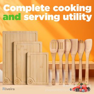 Wooden Double-sided Fruit Cooked Food Classification Chopping Board Household Kitchen Chopping Board Chopping Board suit with Kitchenware Multi-piece Set