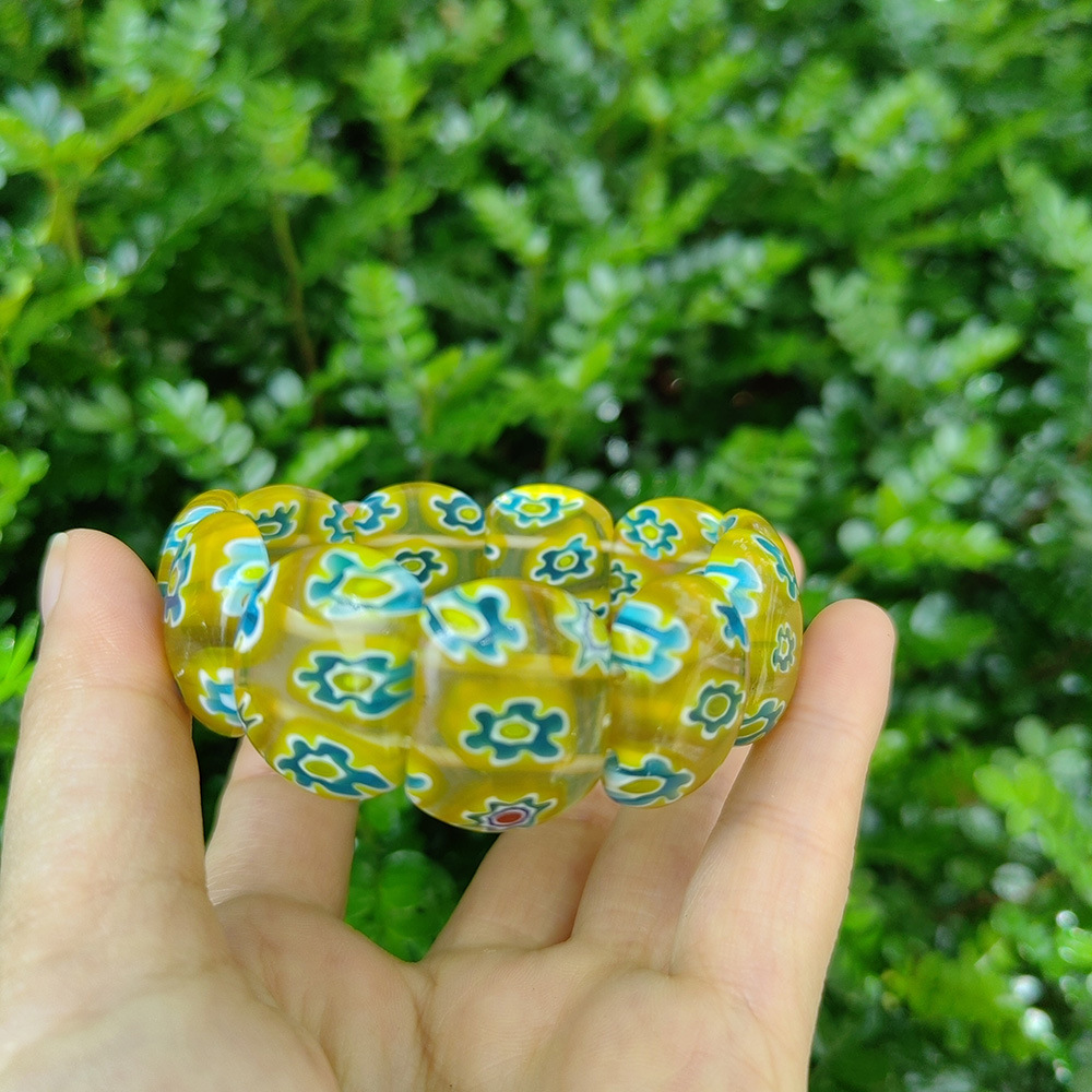 50g Weight Stretch Adjustable Clasp Closure Type Bracelets Classification glass Chain Material 1 Piece Quantity Daily Occasion glass Material Round, Flower Pattern All Seasons Season Women's Gender Handmade Design Pastoral Style Pastoral Round Flower Glass Stretch Adjustable Beaded Bracelets Wholesale 38
