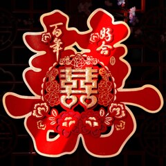 結婚用品大全結婚部屋の装飾結婚式の装飾寝室の結婚祝いの喜子のドアには玄関の喜字シール専用のものが貼られています。
