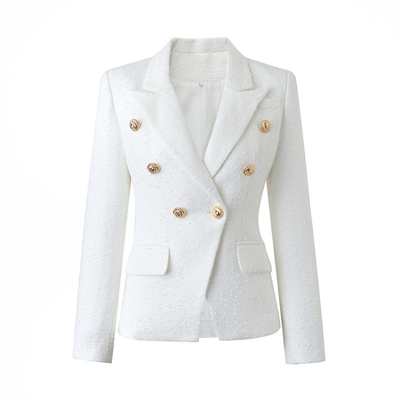 2023 European and American-style White Woolen Suit Jacket Golden Button Slim Fit Small Suit Cross-border AliExpress Amazon