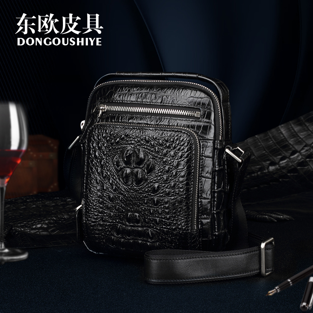 东欧热销鳄鱼骨皮日子男包真皮大容量商务男士单肩包时尚斜跨包
