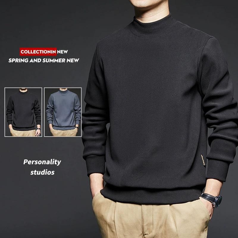 Флисовая Базовая рубашка с воротником до локтя, мужской модный брендовый облегающий Топ, двусторонний флисовый свитер, утепленная теплая футболка с длинными рукавами внутри