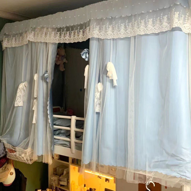 Dormitory Curtain Bed Curtain for Girls' Upper Bunk and Boys' Lower Bunk, Strong Blackout Student Mosquito Net with Integrated U-Shaped Bracket