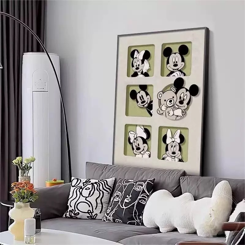 米奇现代简约装饰画可爱卡通儿童房挂画落地大幅玄关画餐厅摆画|undefined
