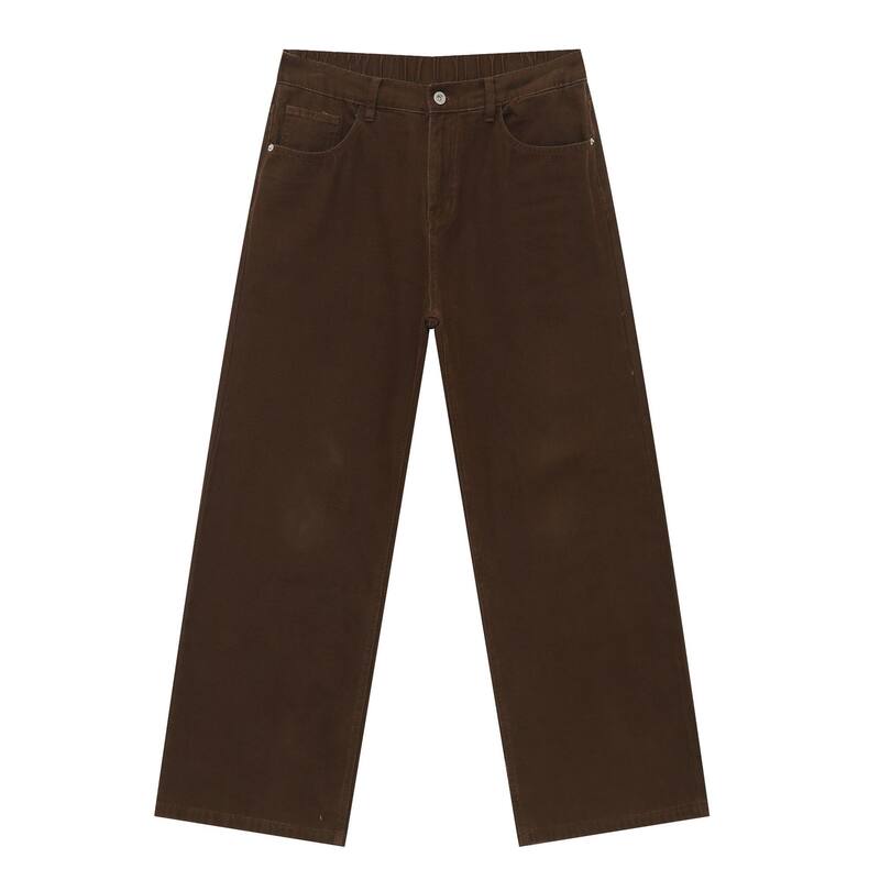 Quần jean nam ống đứng rộng rãi lưng nửa thun phong cách Hàn Quốc — Cà phê đậm, Kaki sâu, Xám đậm