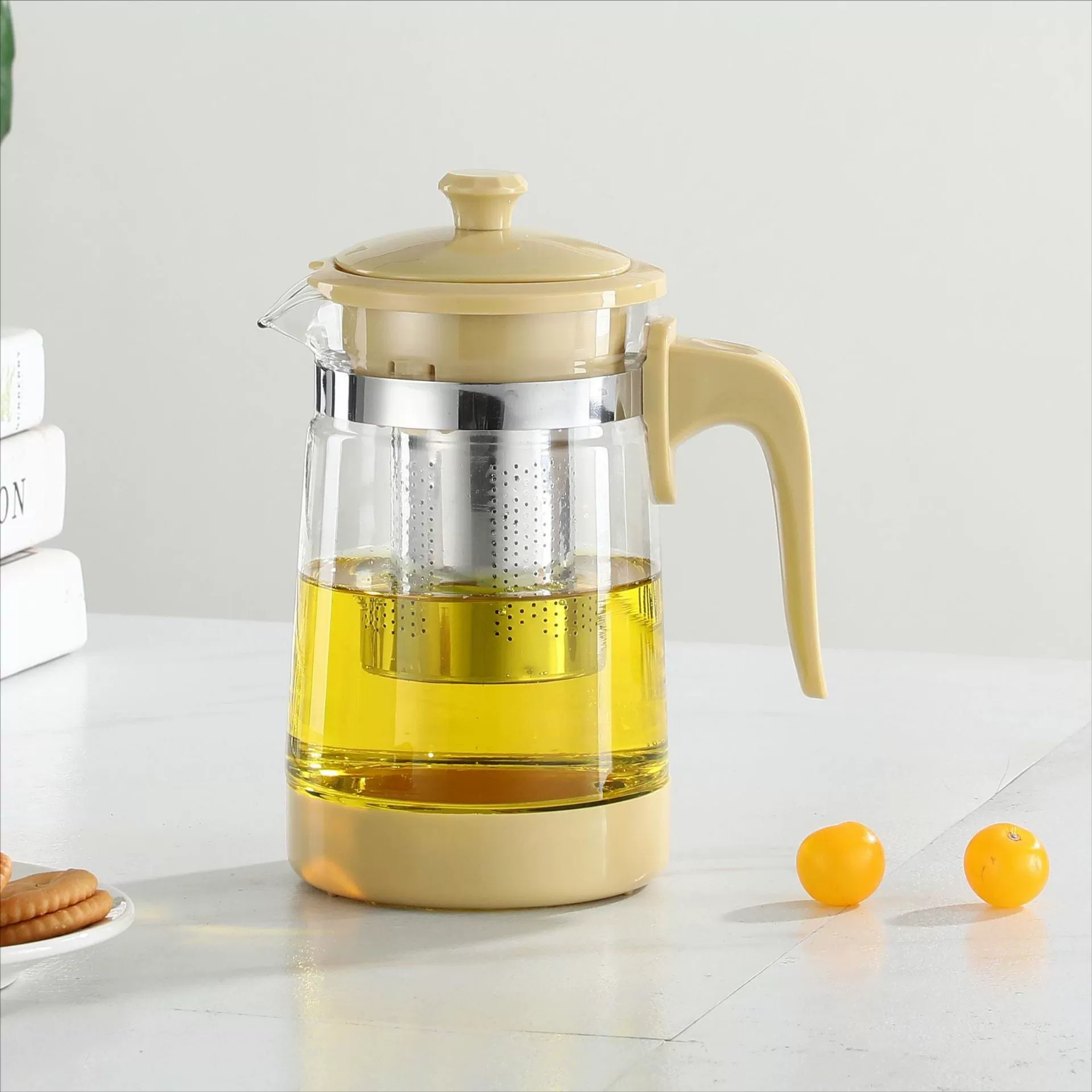 Capacious glass teapot, filter, flavored tea, tea set