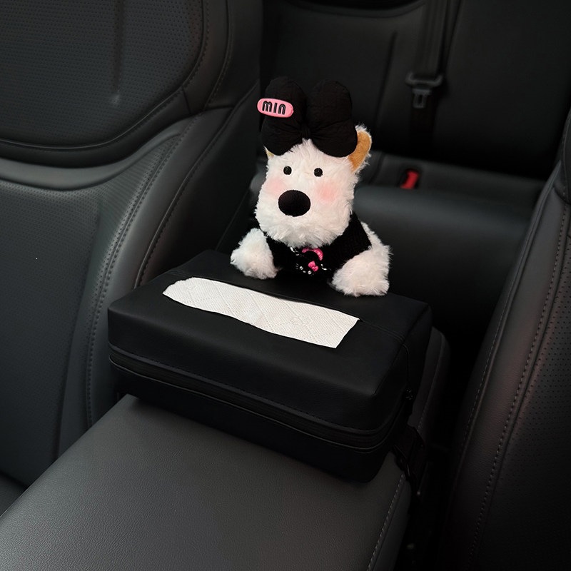 2026 New West Highland Car Armrest Box Tissue Holder, In-car Tissue Box, Seat-mounted Tissue Bag, Therapeutic Style