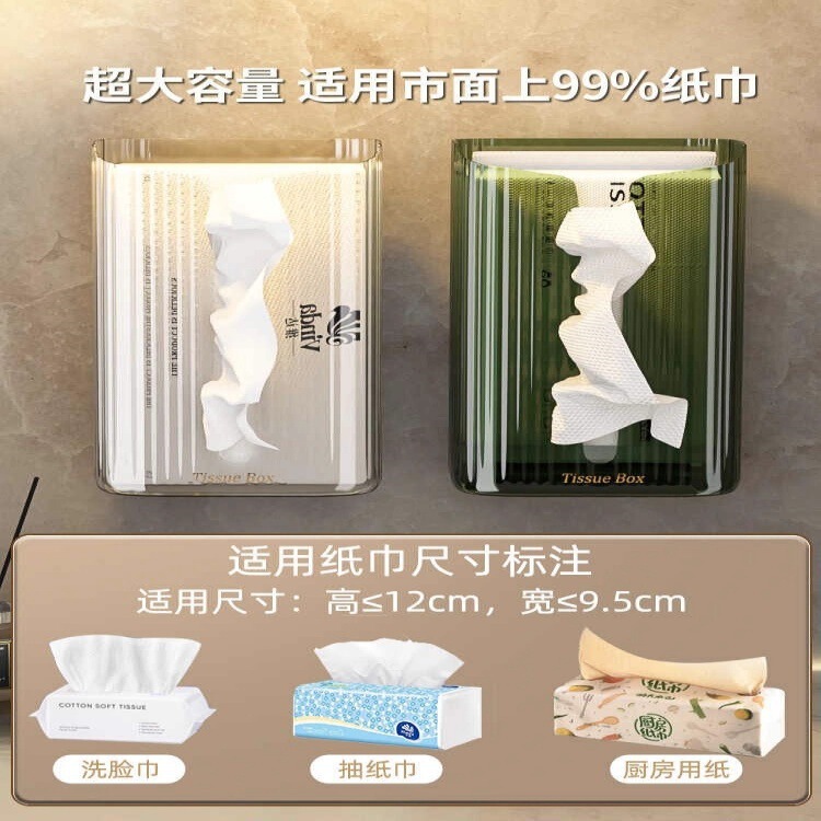 纸巾盒壁挂式抽纸盒家用洗脸巾收纳盒厕所卫生间厨房倒挂餐巾纸盒|undefined