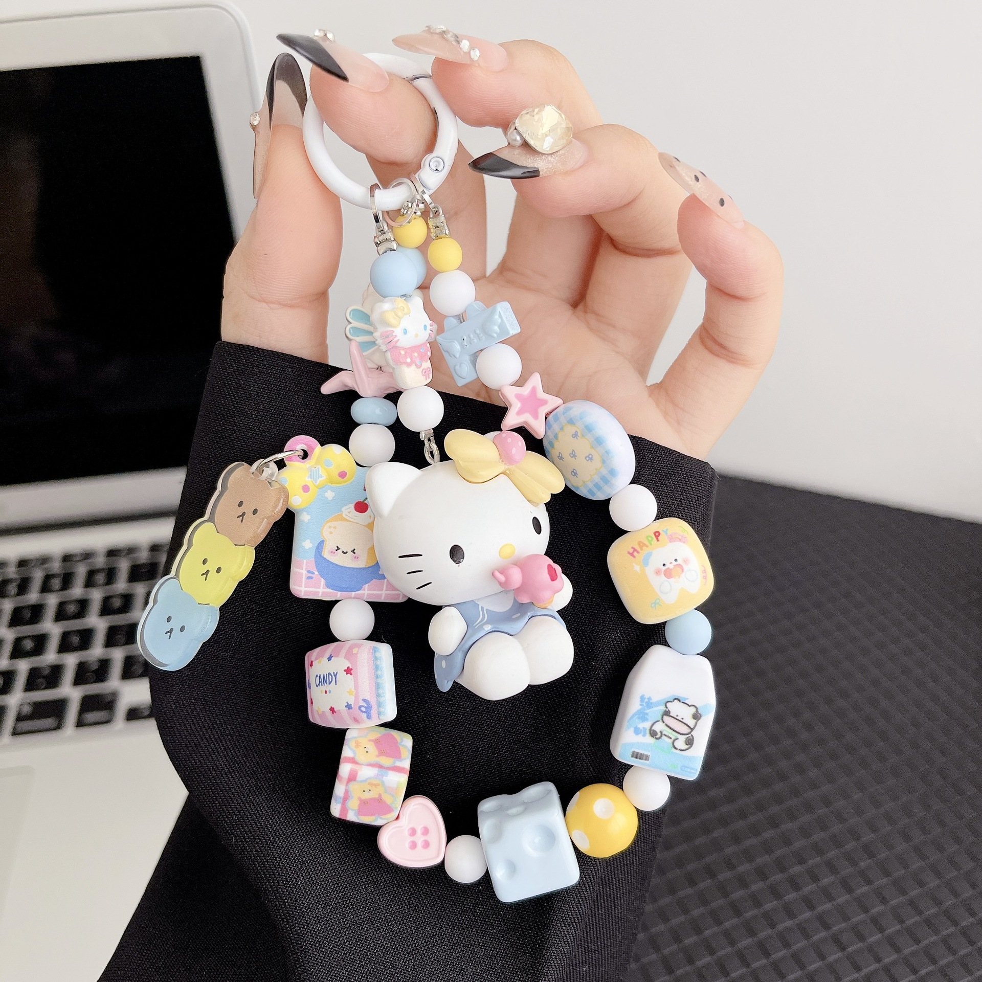 Bucha hecha a mano de alta calidad cadena de teléfono móvil mujer cadena corta moda serie HelloKitty cadena de teléfono móvil