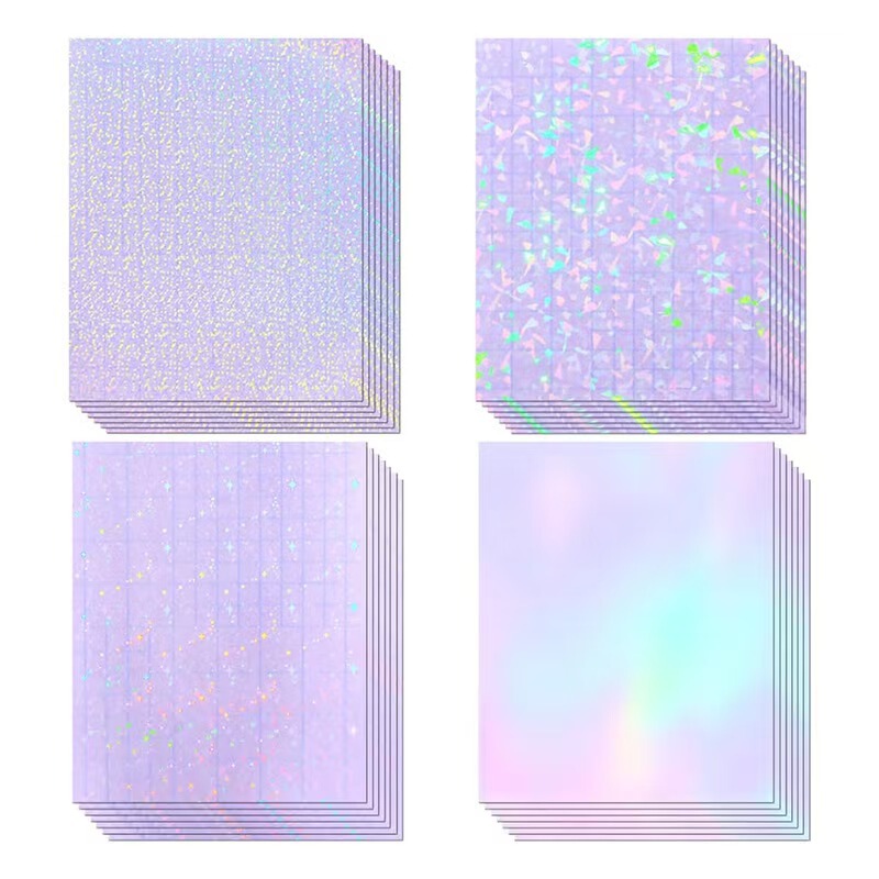 A4 Self-Adhesive Laser Cold Laminating Film, Holographic Iridescent Vinyl Protective Film, Waterproof and Scratch-Resistant