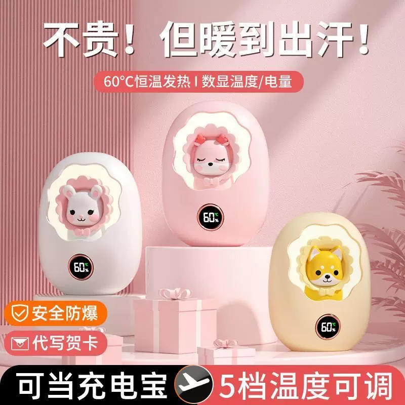 新款暖手宝二合一女生便携式夜灯暖宝宝充电式取暖热水袋