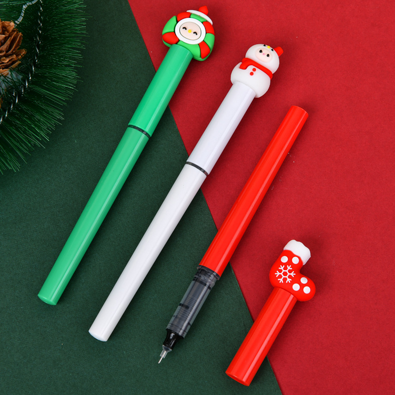 Navidad encantadora creativa dibujos animados papelería tipo líquido directo bolígrafo de secado rápido bolígrafo neutro estudiantes regalos de Navidad al por mayor image 4