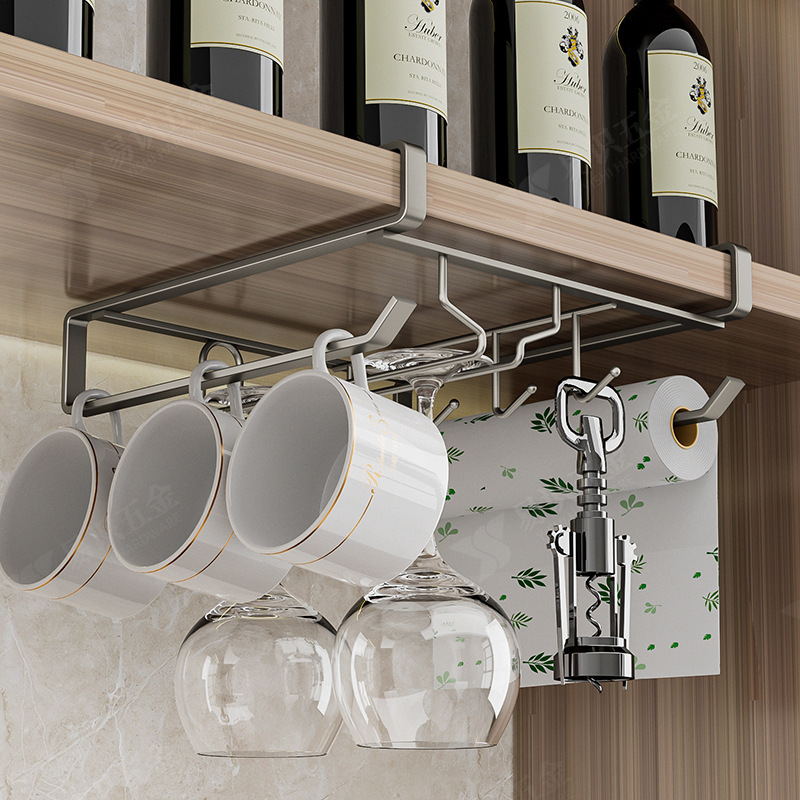 Fábrica de fuente de vino tinto taza de percha invertida sin perforación taza de pie alto percha de gabinete percha de lujo ligera decoración de alta calidad