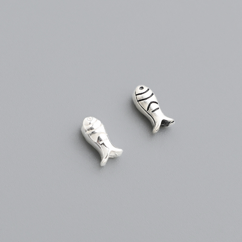 DIY Bracelet Accessories S925 Sterling Silver Retro Small Fish Separated Beads Beaded Rope Bracelet Bracelet Necklace Loose Bead Accessories