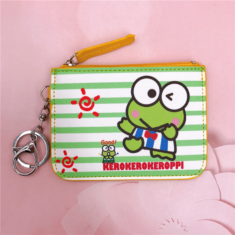 Cartoon Frog Badge Cover Work Permit Card Cover Badge With Key Ring Keroppi Change Card Holder Wallet display picture 4