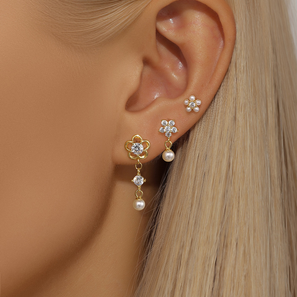5g Weight 925 Sterling Silver Ear Needle Material Zircon Inlay Material Earrings Classification 1 Set Quantity Holiday, Daily Occasion 925 Sterling Silver Material Geometric Pattern Women's Gender Asymmetrical, Inlay Design Simple Style, Shiny Style 1 Set 925 Sterling Silver Zircon Geometric Earrings 4