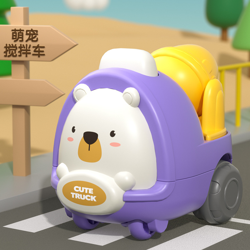 Mini coche de inercia de dibujos animados lindo mascota niños iluminación juguetes educativos bebé inercia coche de juguete coche de ingeniería niño pequeño