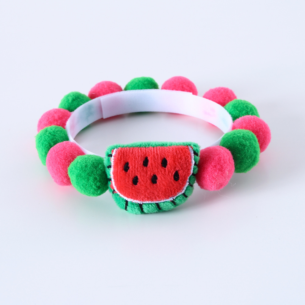 Mascotas gatos perros dibujos animados peluche frutas coloridas bola collar sandía fresa acessorios lindos buckle