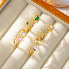 日韓風氣質超閃鋯石開口戒指女時尚個性指環戒ins風網紅同款手飾