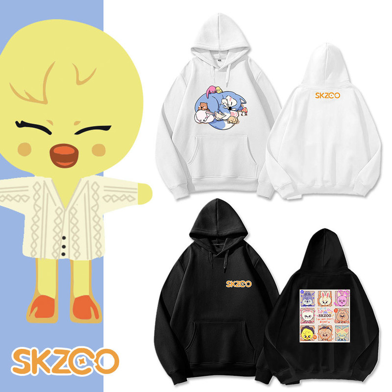 stray kids Korean Star Cartoon Doll Pocket Sweater Long Sleeve Hoodie Skzoo Nine-square Jacket