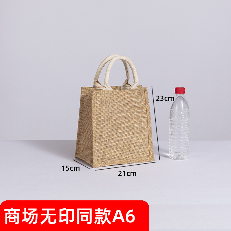 En stock bolso de lino No impreso logotipo impreso personalizado bolso Lino yute compras algodón y lino bolso de mano portátil personalizado