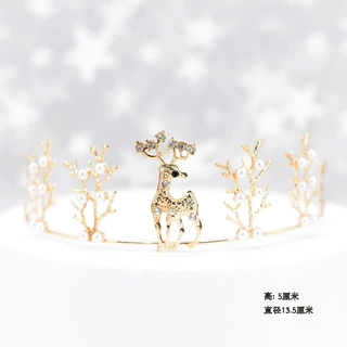 一“鹿”有你女生礼物皇冠新娘头饰小鹿皇冠派对蛋糕鲜花装饰摆件