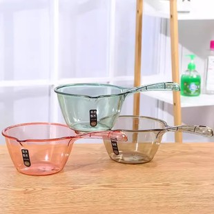⊿Water Scoop Kitchen Ladle Household Long Handle Plastic Large Thick Deep Water Scoop Transparent Water Spoon for Watering
