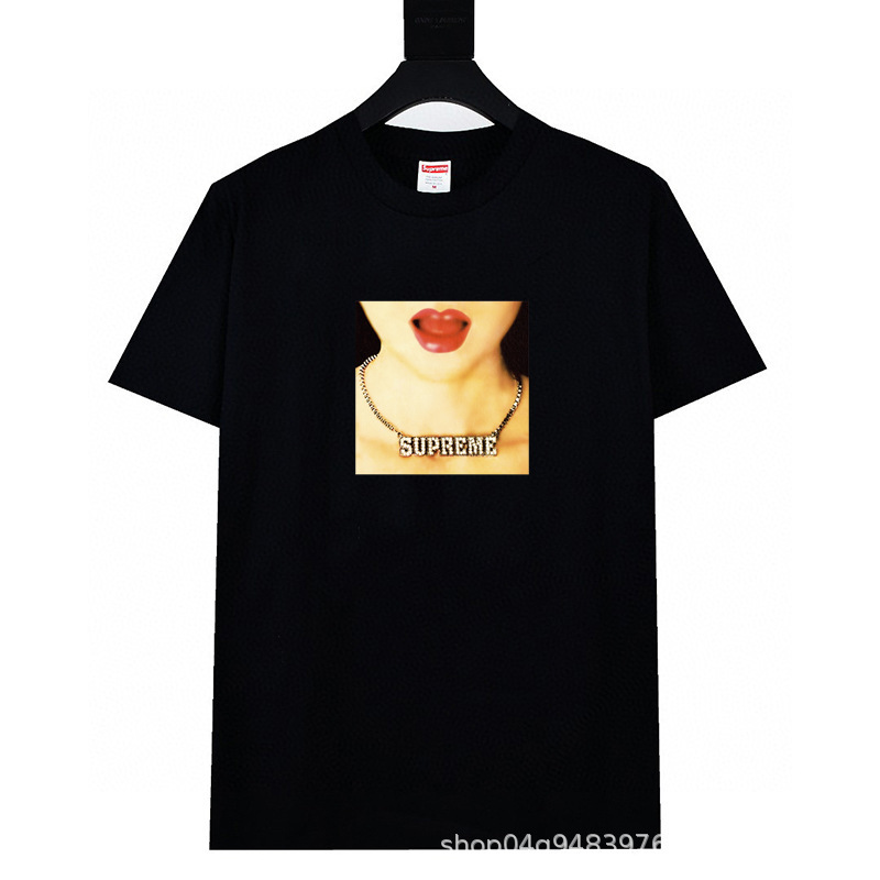 ヘビーウェイトクロスボーダー アメリカンファッション Supreme レタープリント Tシャツ BOX ラウンドネック 半袖 メンズ レディース ゆったり カジュアル Tシャツ 男女兼用|undefined