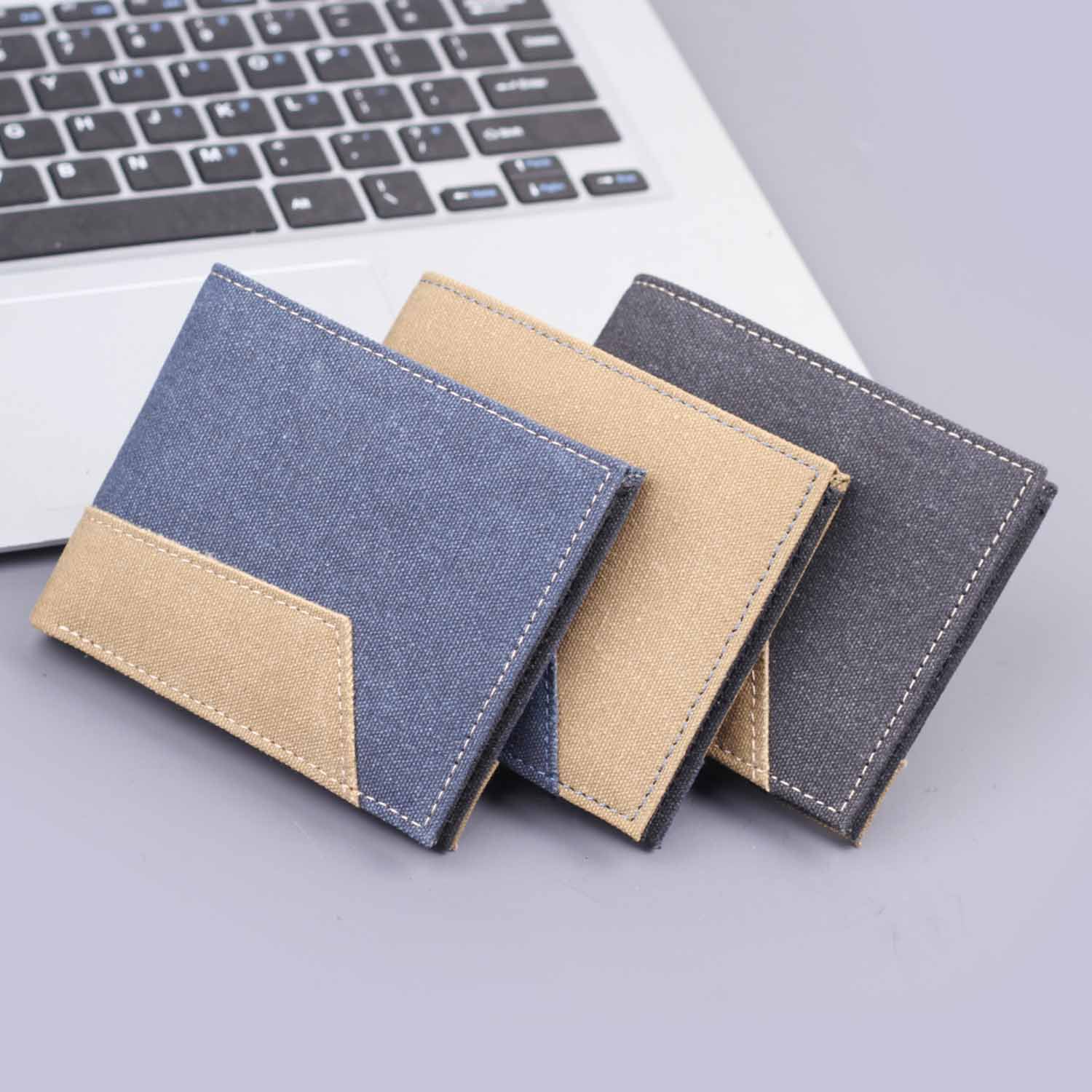 Canvas cartera corta para hombres cartera de tarjetas en una cartera de hombre cartera de jeans cartera transfronteriza