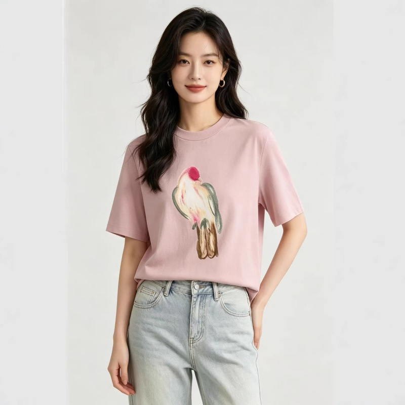 Jiangnan** Mall's Same Style 2026 Summer New Fashion Casual Loose Versatile Animal Print Short-Sleeve T-Shirt Jiangnan** Mall's Same Style 2026 Summer New Fashion Casual Loose Versatile Animal Print Short-Sleeve T-Shirt