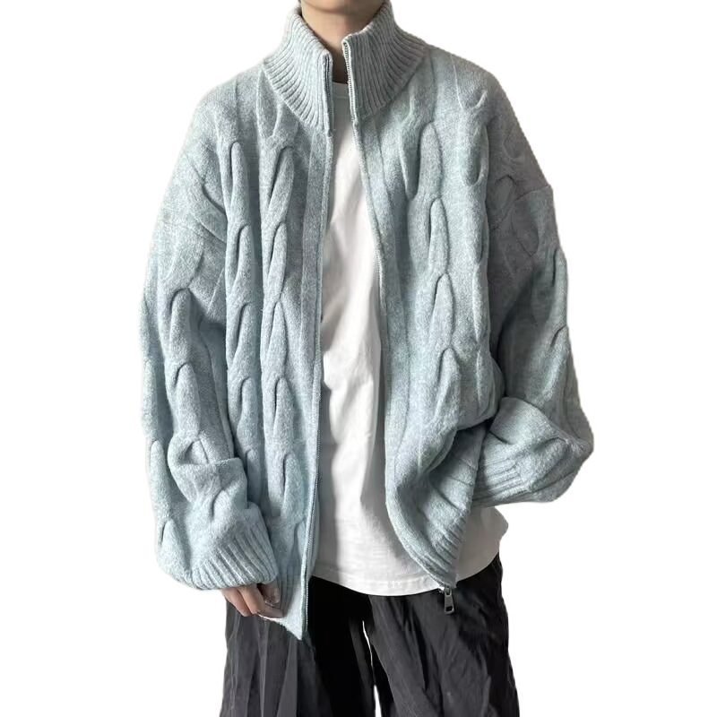 Suéter de malla coreano hueco hombre camiseta de punto de cuello en V abrigo de manga larga tendencia perezosa primavera y otoño comercio exterior transfronterizo al por mayor 6