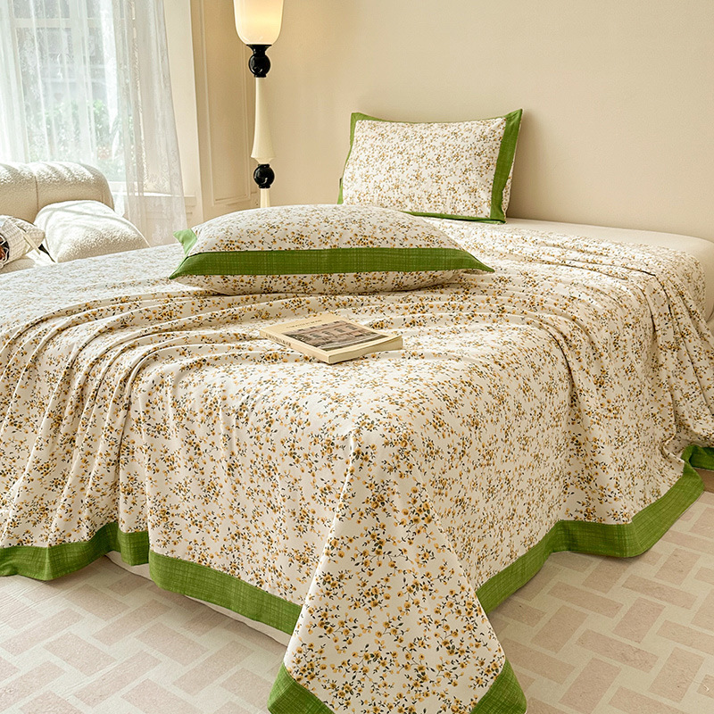 Xinjiang Raw Cotton Coarse Cloth Cornerite Craft Single Product Bed Sheet Small Floral Coarse Cloth Summer Mat