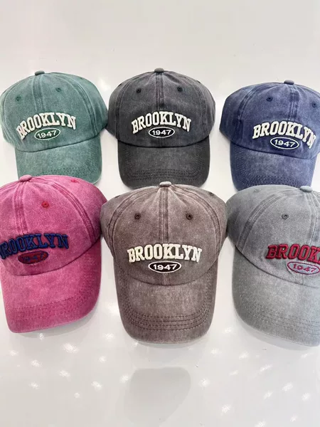 Outdoor Sunshade Embroidered Baseball Cap for Men, Vintage Washed Denim Baseball Cap for Women, Versatile Wide Brim That Makes the Face Look Smaller
